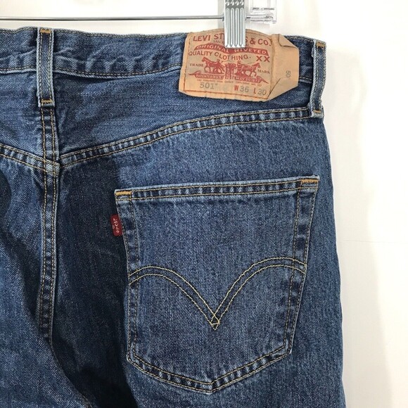 Vintage Levis Men's 501 Jeans Size 36X30 Straight Button Fly Blue Denim Ranch - Picture 6 of 9